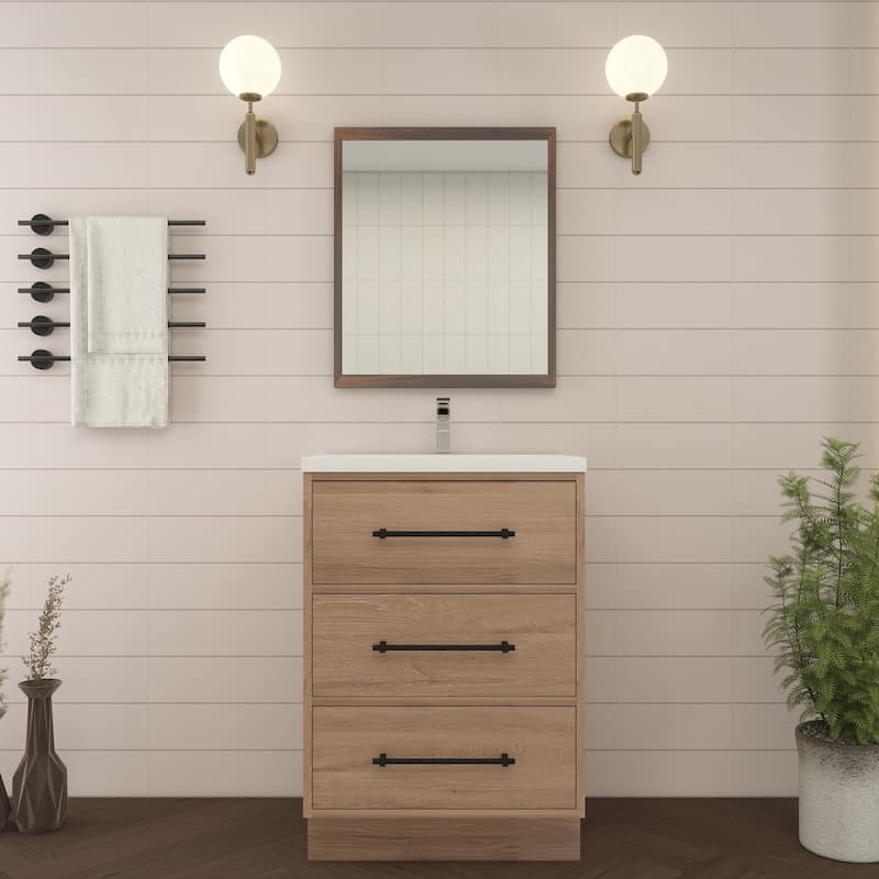 Victoria 24'' Freestanding Vanity with Reinforced Acrylic Sink - 23.5 - Oak Finish - Red Oak