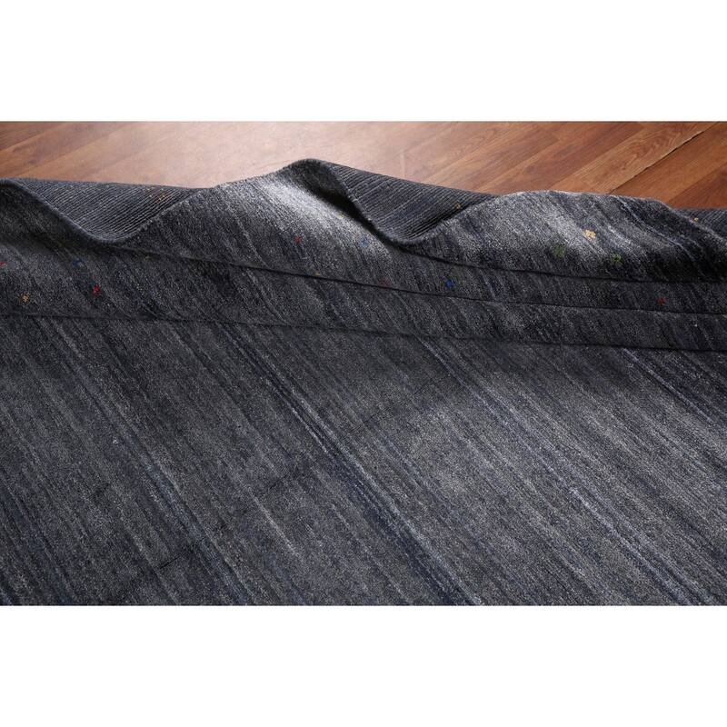 Grays & Blues Gabbeh Oriental Area Rug Handmade Silk Carpet - 7'11" x 9'9"