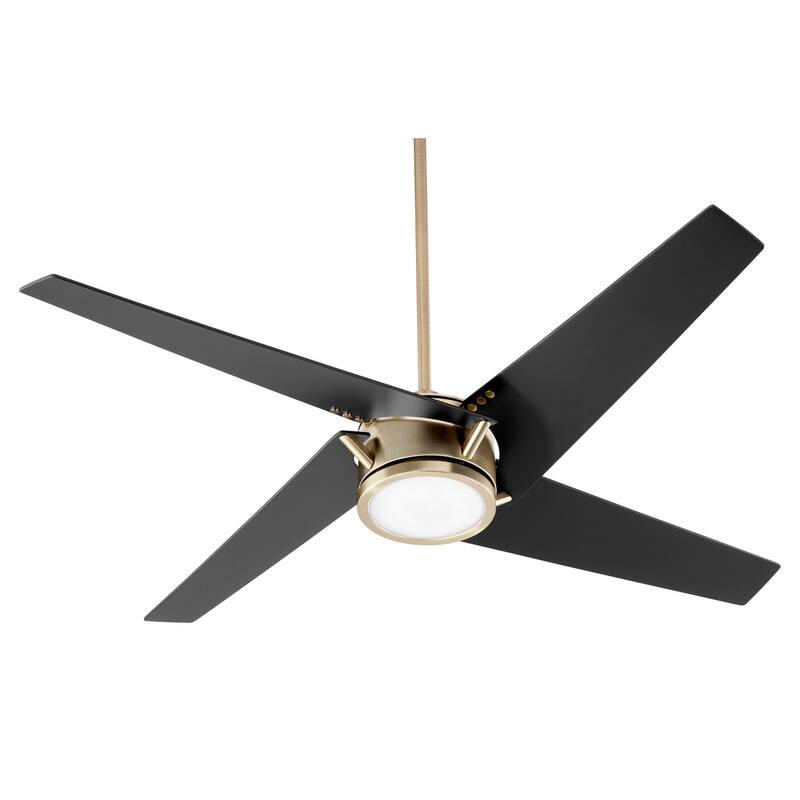 Quorum International Axis 54" 4 Blade LED Ceiling Fan with Wall - Aged Brass