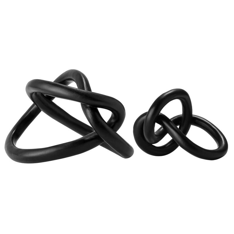American Art Decor Infinite Curves 2-Piece Resin Table Top Knots Decor - 7.5" x 7.5", 5" x 5.75"