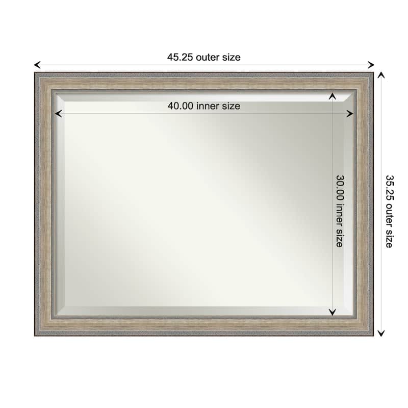 Fleur Silver Beveled Wood Framed Wall Mirror - Fleur Champagne Silver - Glass Size 40x30