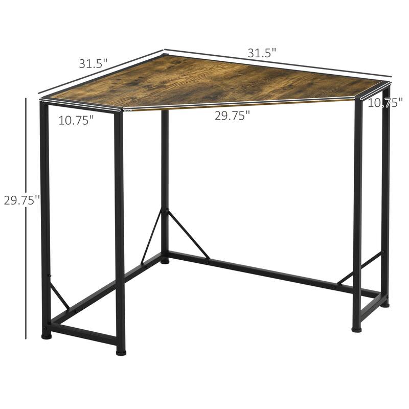 HOMCOM Space-Saving Small Corner Writing Desk & Corner TV Stand, Corner Computer Desk with Strong Metal Frame