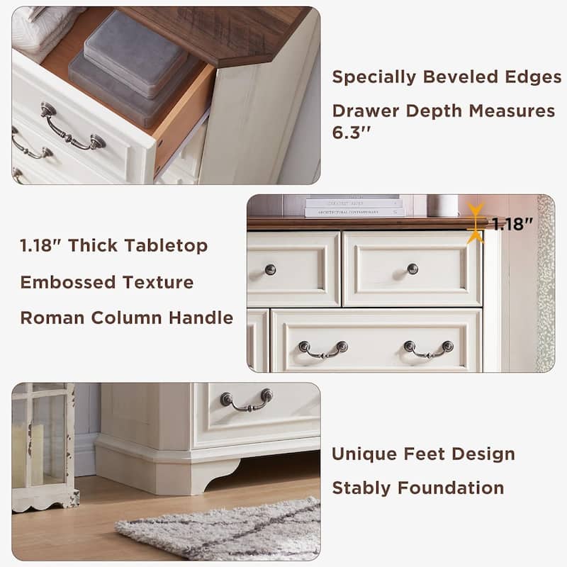 Farmhouse 5 Drawers Dresser, Wood Chest of Drawers, Dressers Organizer