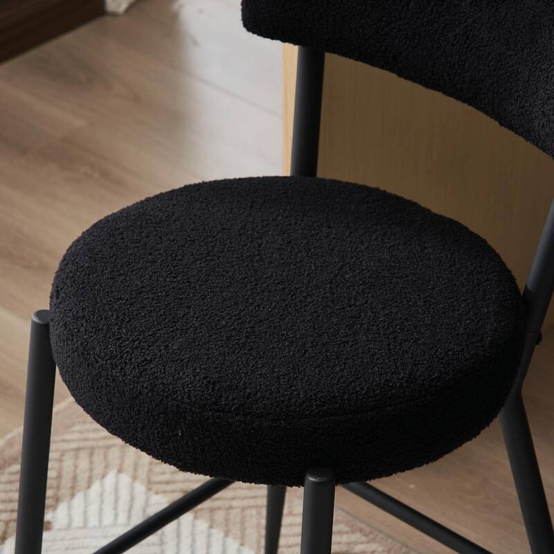 Set of 4 Modern Teddy Fabric Upholstered Bar Stools - Metal Base High Stools