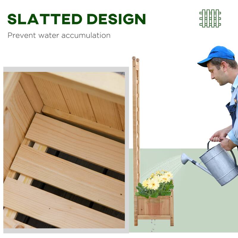 Outsunny Wooden Raised Garden Bed with Trellis