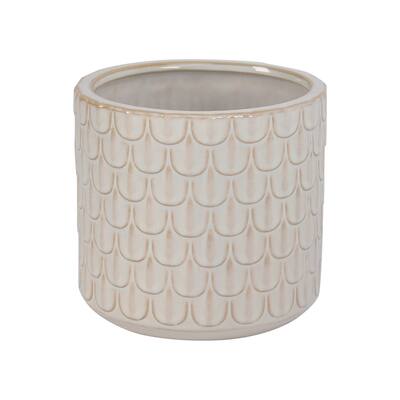 Aurelle Home Modern Scale Pattern Stoneware Planter