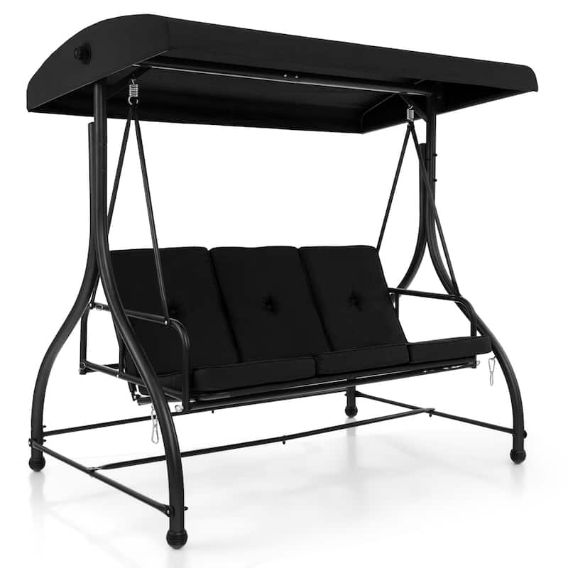3 Seat Outdoor Porch Swing with Adjustable Canopy - 71" x 47" x 70"