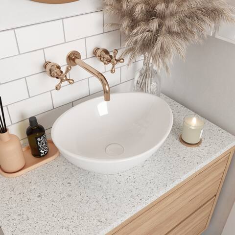 DeerValley Horizon 13'' Ceramic Glazed Oval Vessel Bathroom Sink