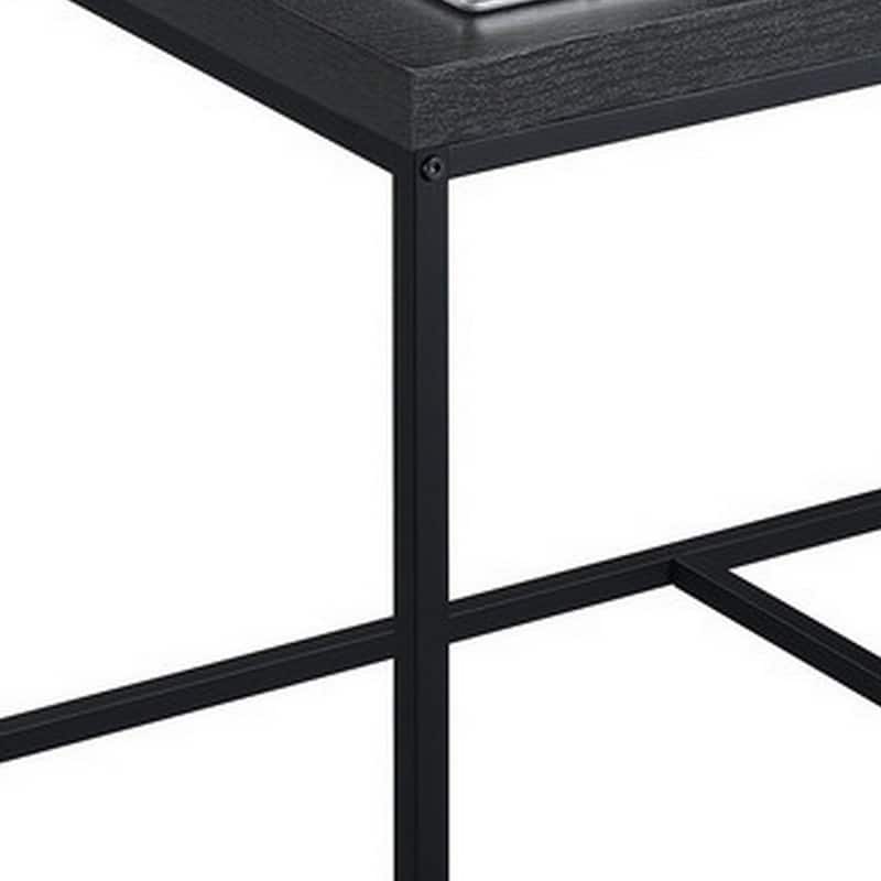 All 3 Piece Coffee Table and Storage Set, Rectangular, Black Legs, Gray