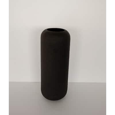 Med Hammered Vase Textured Black H 14.96"- ST - Textured black