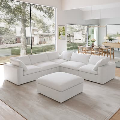 Modern V Shape Couches for Living Room, 6-Seats Modular Convertible Sectional Sofa Couch with Removable Cushion Covers