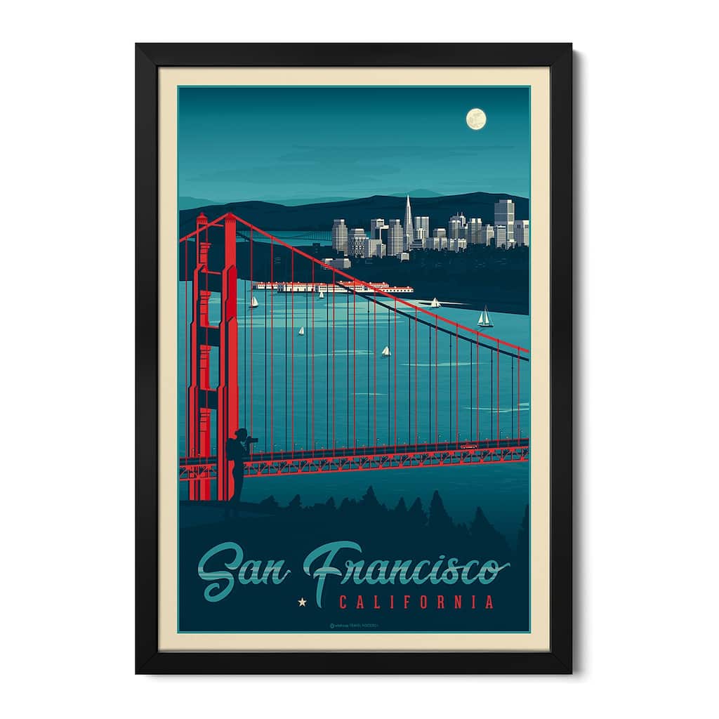 San Francisco California Travel Poster Premium Framed Poster by Olahoop Travel Posters