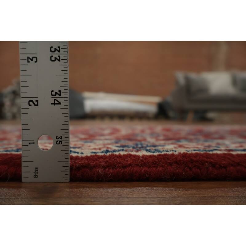 Hand Knotted Oriental 100% Wool Carpet Traditional Floral Red Sarouk Runner Rug - 6' 1'' X 2' 1''