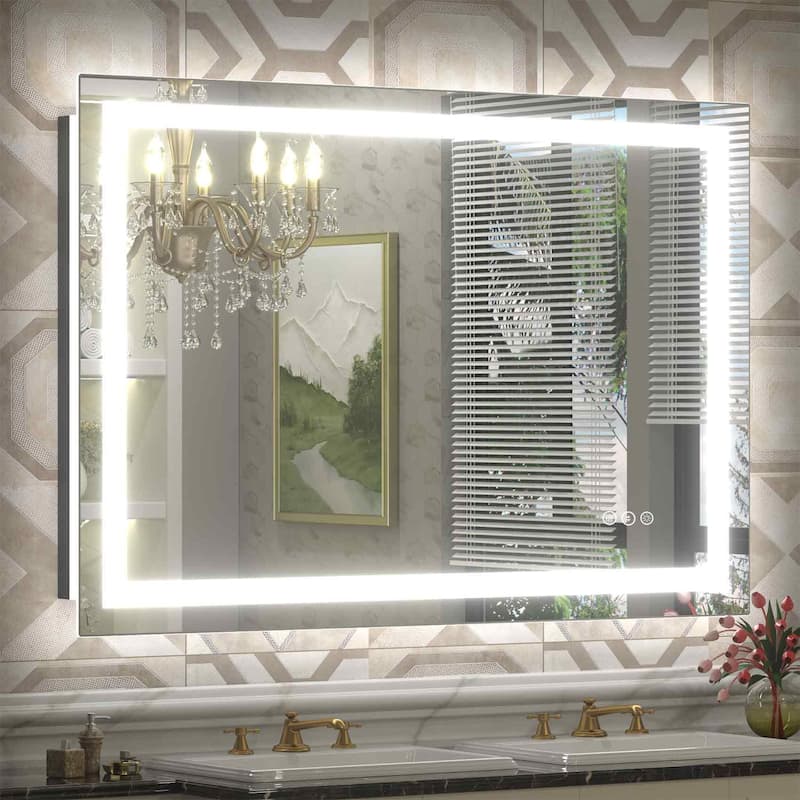 KIOTEE Super Bright Anti-fog LED Bathroom Mirror with Backlit and Front Lighting 3-Year Warranty - 48x32