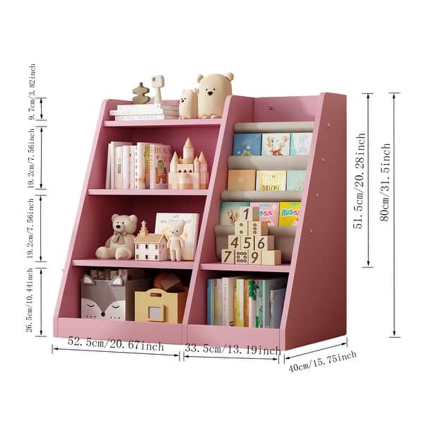 dimension image slide 0 of 4, Toy Storage Organizer Cabinet Kids Bookshelf Children Bookcase Toddler Baby Sling Book Rack Shelf