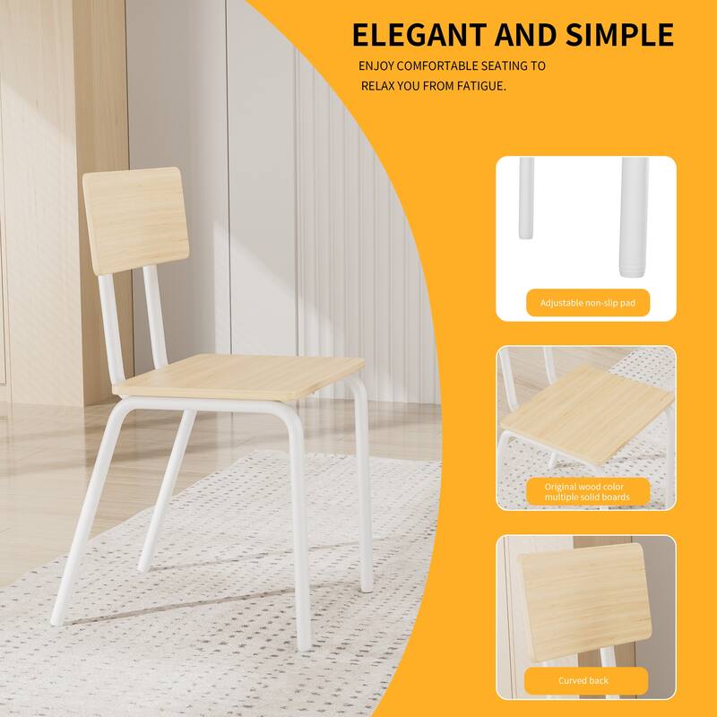 5 Piece Dining Table Set with 4 Chairs, Kitchen Table & Chairs Set, Rectangular Dinette Set with Backrest and Metal Frame