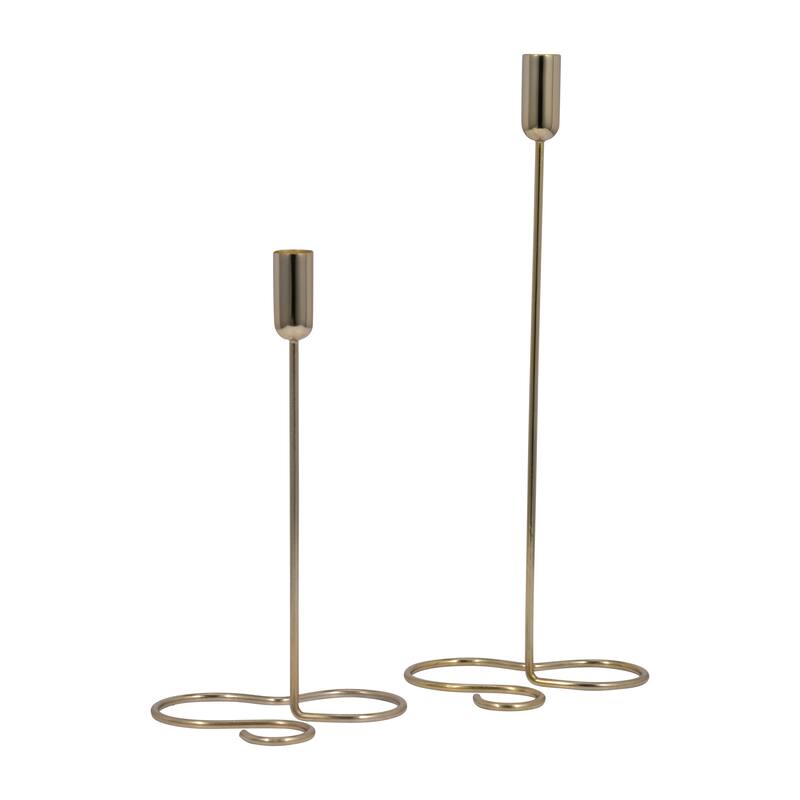 Squiggly Base Taper Candle Holder Contemporary Glam Metal Metallic Gold Candle Holder for Home, Office or Event