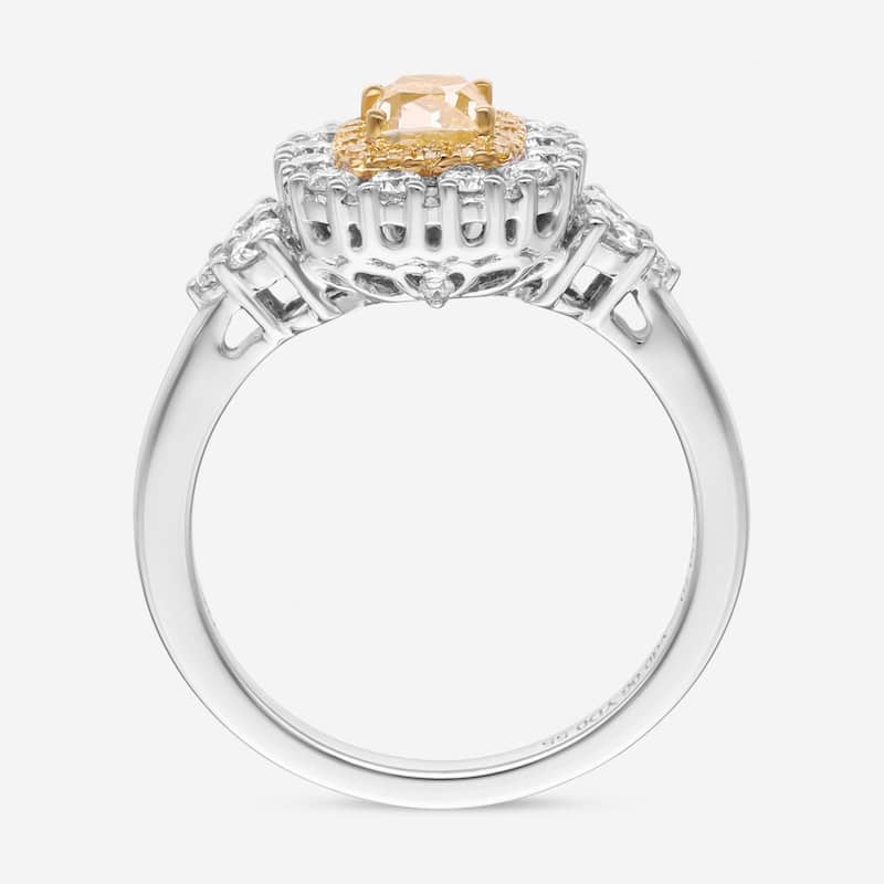 Gregg Ruth 18K White Gold, Fancy Yellow Diamond and White Diamond Engagement Ring Sz. 6.5