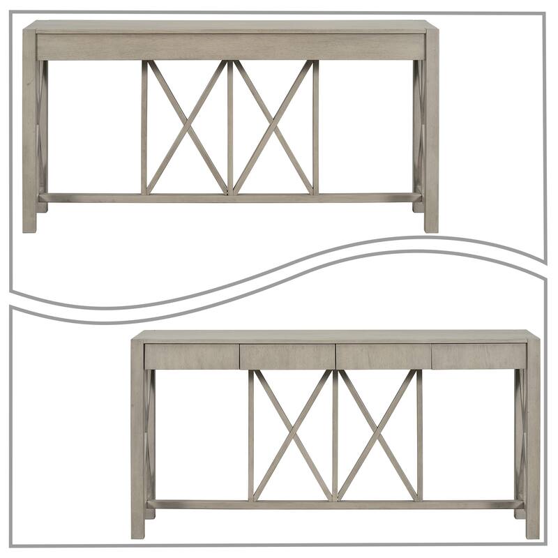 Modern Industrial Style Wooden Console Table with Four Drawers, For Living Room Hallway Use