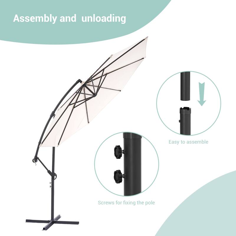 BONOSUKI 10ft Patio Umbrella,Hanging Market Umbrellas w/Tilt Adjustment