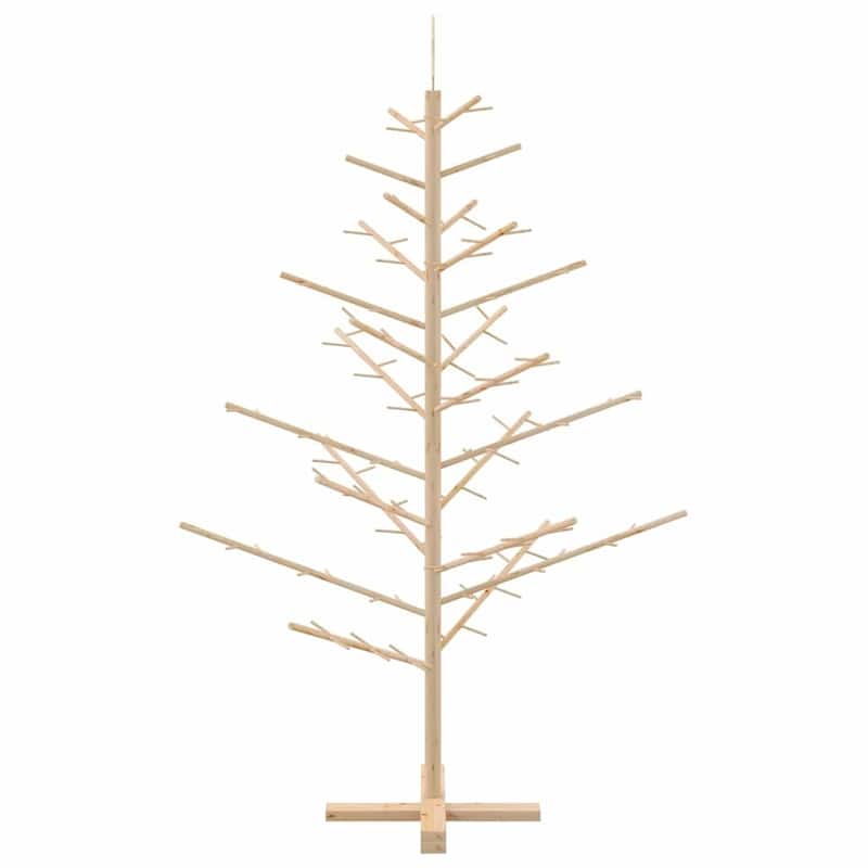 vidaXL Wooden Christmas Tree with Stand Natural/Brown Solid pine wood