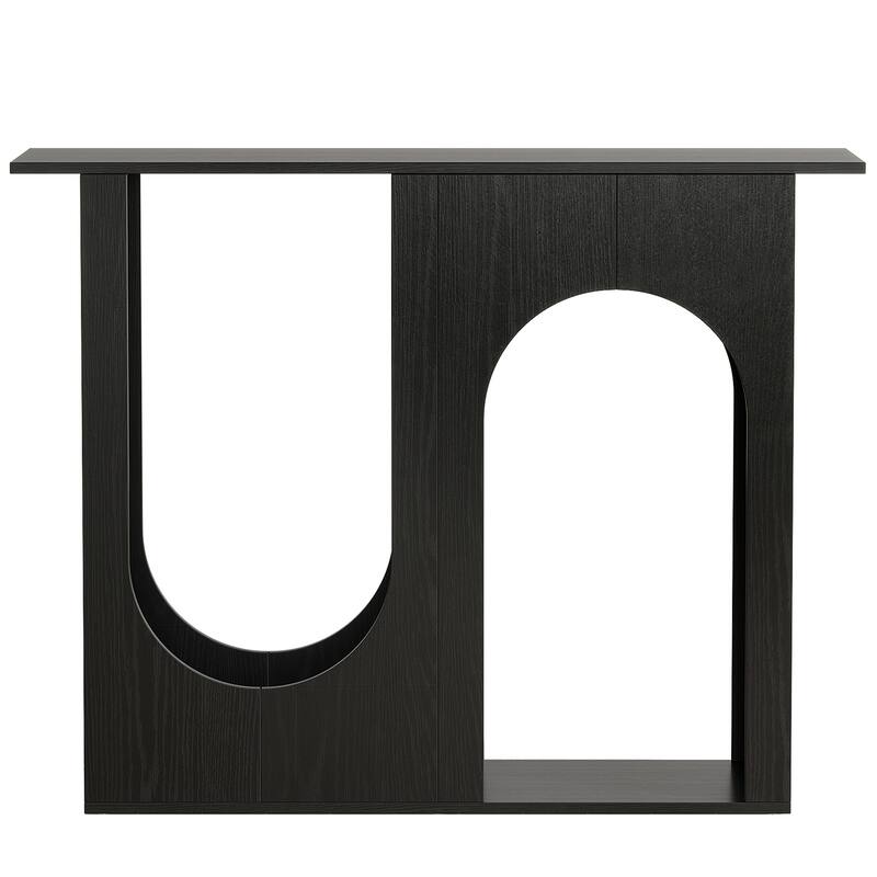 39'' Modern Black Wooden Console Table with Arch-Base for Entryway