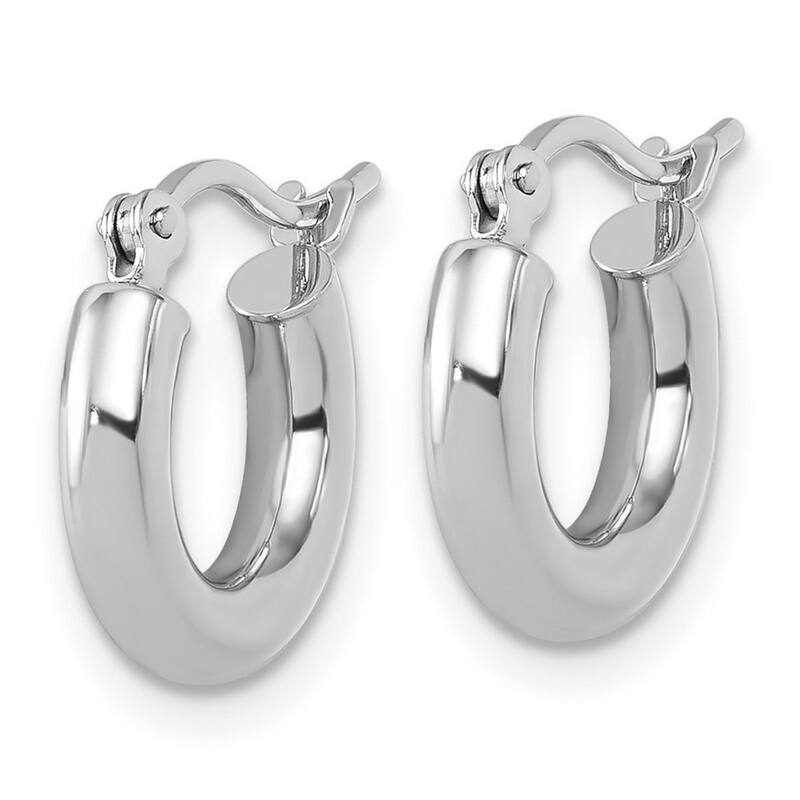 Curata 14k White Gold Polished Polished Hoop Earrings - 14x14mm
