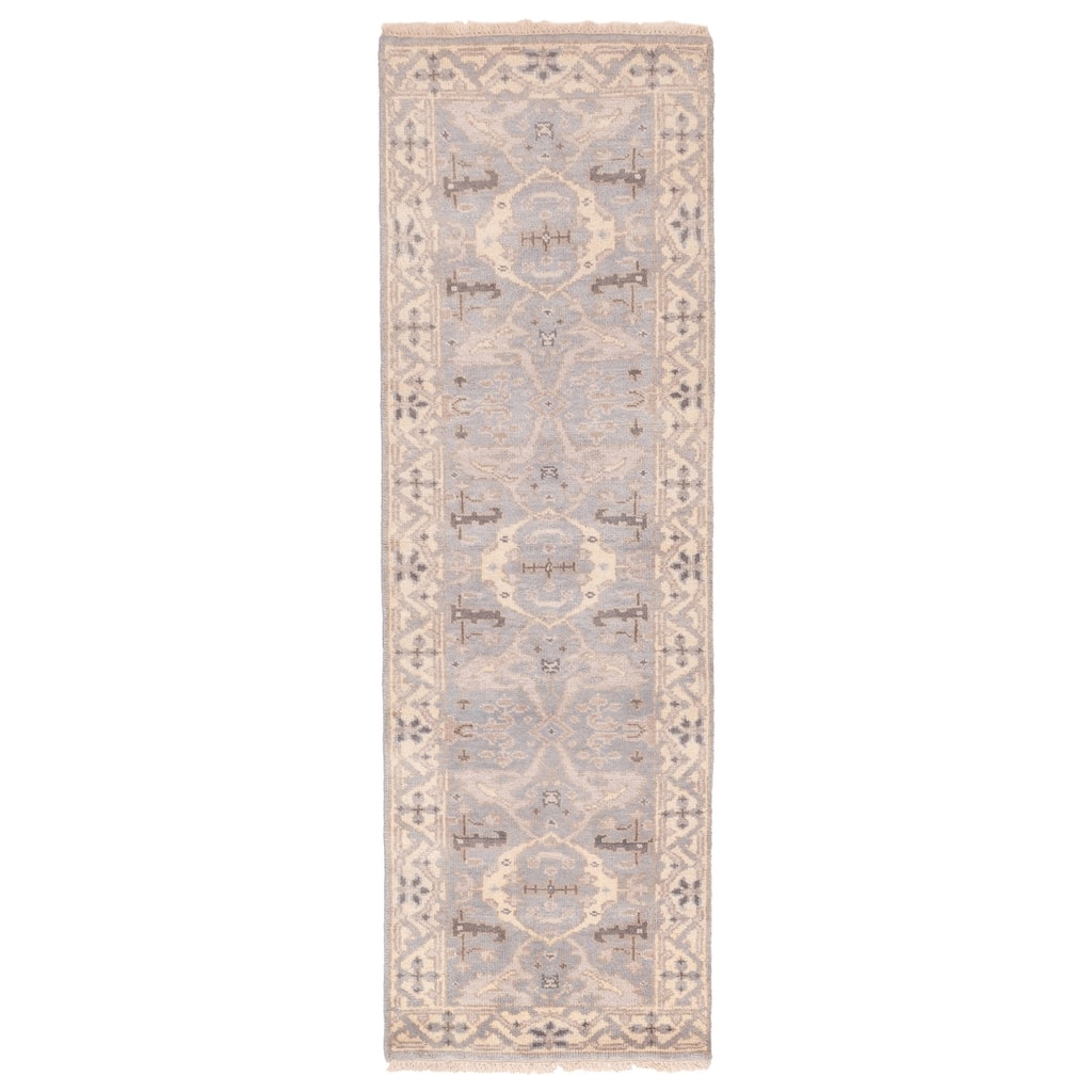 ECARPETGALLERY Hand-knotted Royal Oushak Light Denim Blue Wool Rug - 2'6 x 7'11