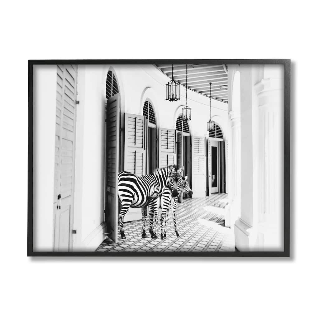 Stupell Zebra Safari Animals in Traditional Home Architecture Framed Wall Art
