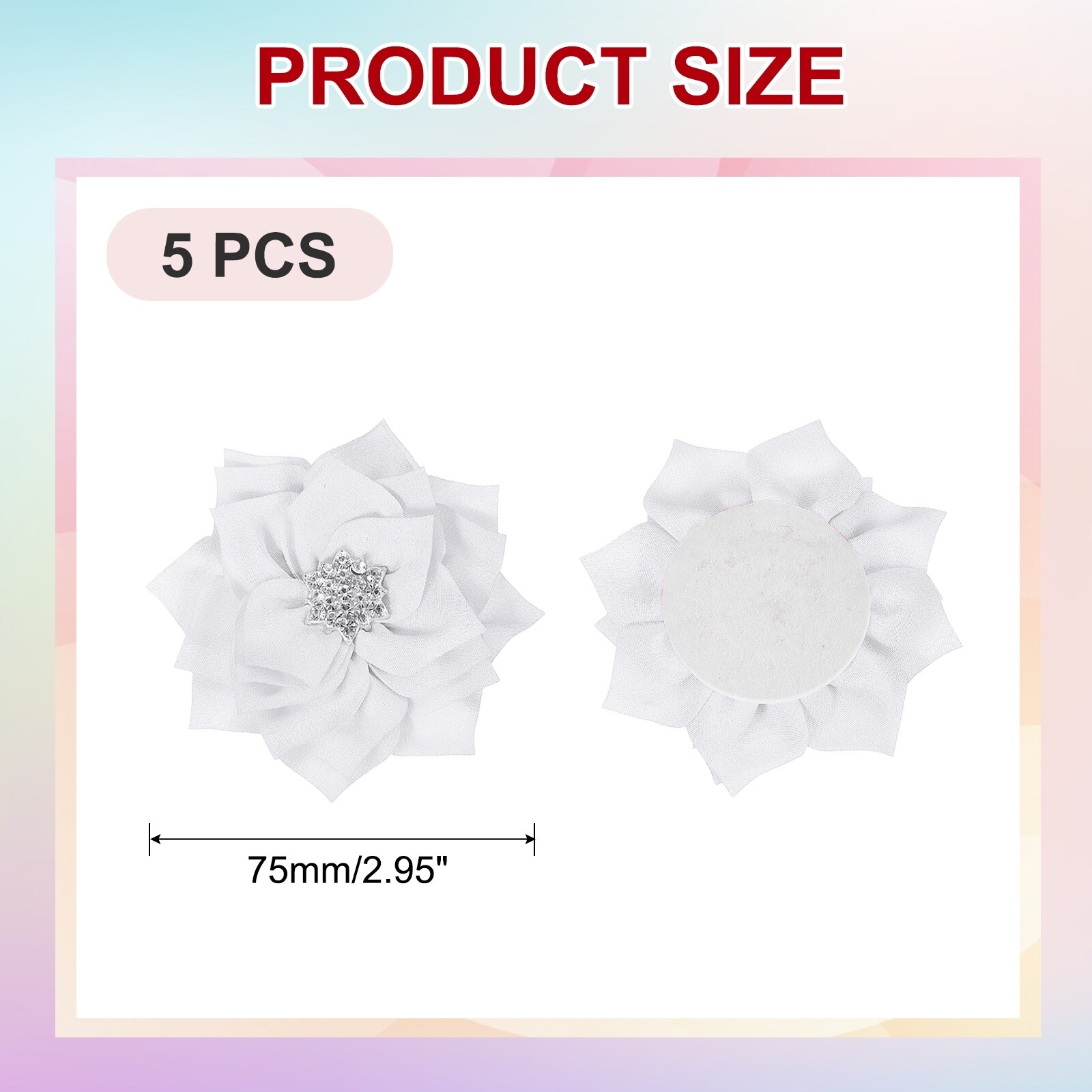 Rhinestone Pearl Chiffon Flower, Sewing Fabric Appliques for DIY Craft Clothing Headbands Wedding Decoration