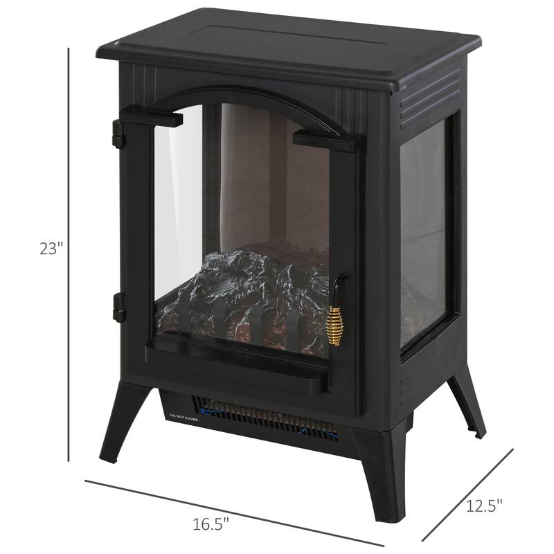 23" Electric Fireplace Heater, Fire Place Stove with Realistic LED Flames and Logs and Overheating Protection, 750W/1500W