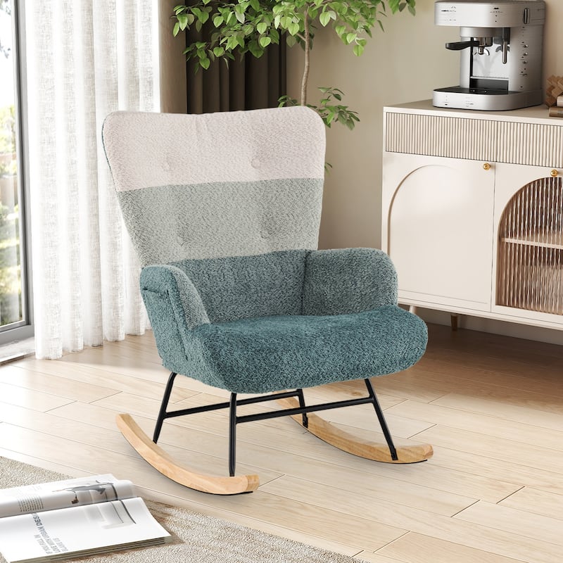 Gymax Nursery Rocking Chair w/ Ergonomic Armrests & High Backrest Side