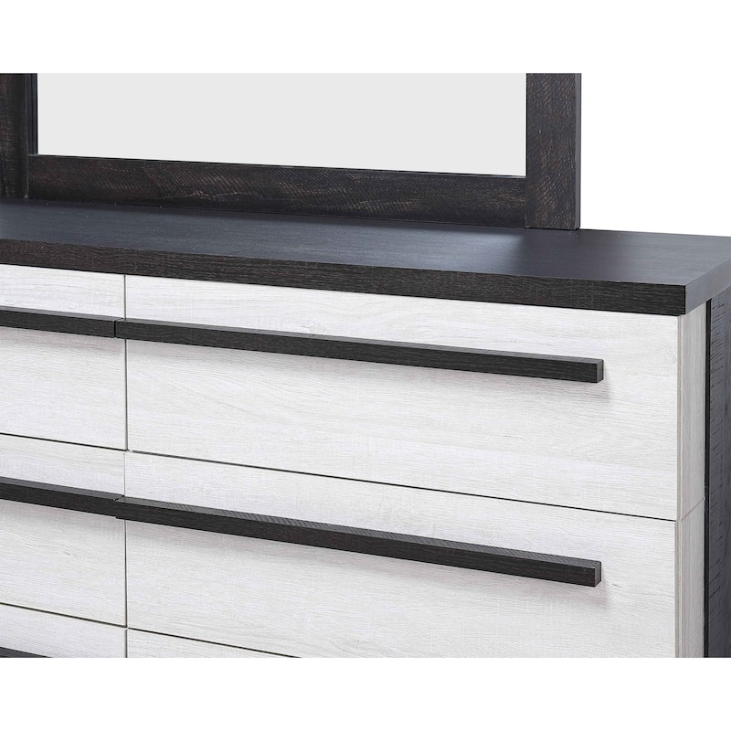 Felicia 5 Piece White Black Panel Bedroom Set