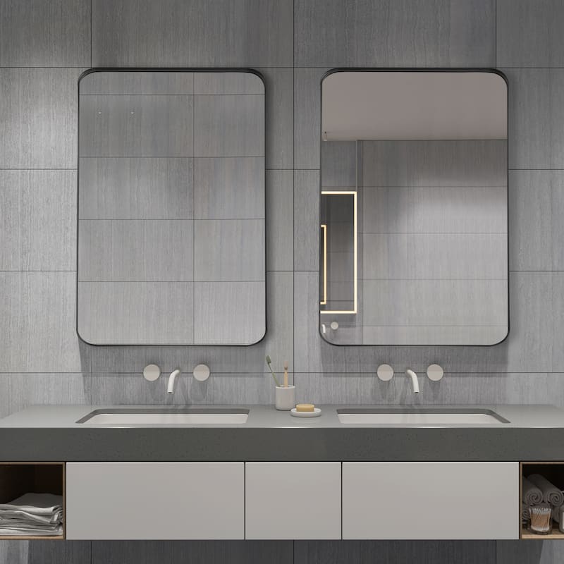 Arched-Top Metal Frame Wall Mirror Bathroom Mirror-36"H×24"W