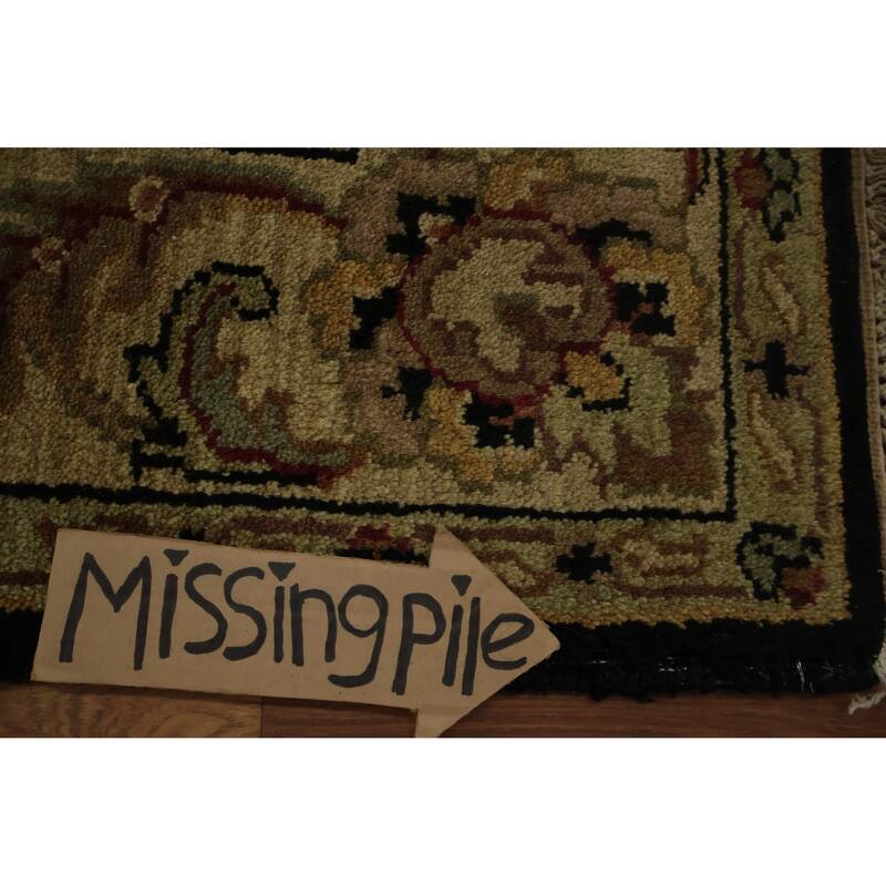 Hand Knotted Oriental 100% Wool Carpet Traditional All-Over Black Agra Area Rug - 8' 5'' X 5' 7''