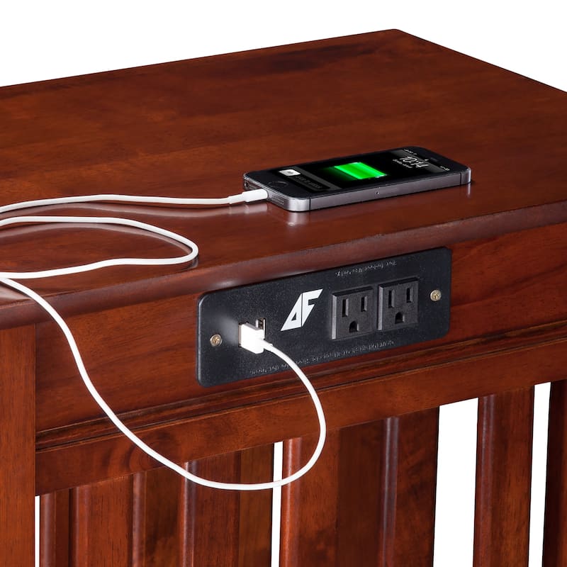 AFI Mission Chair Side Table with Charging Station