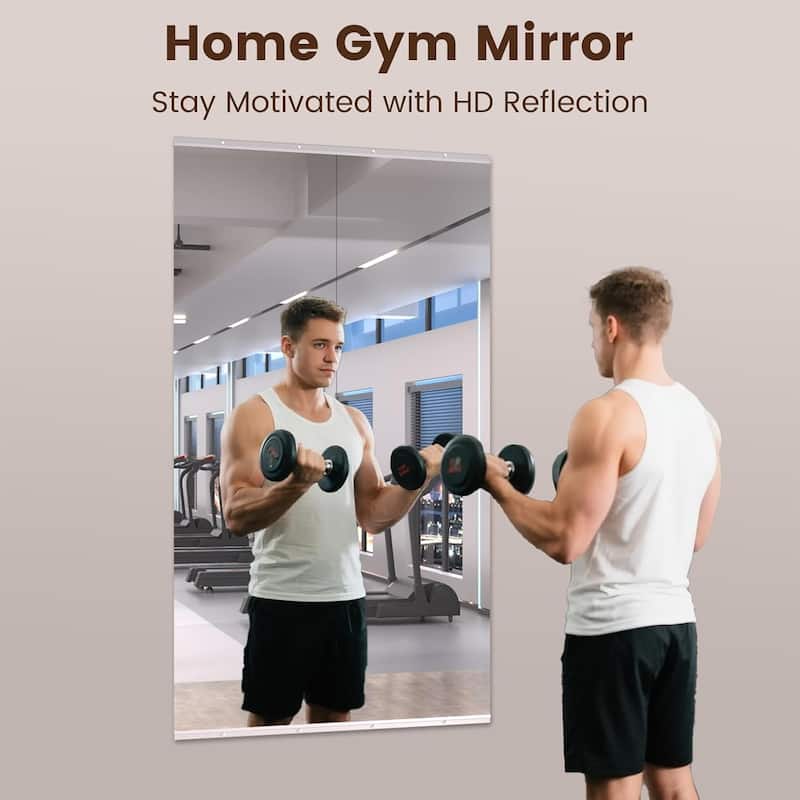 Full Length Tempered Glass Mirror - Rectangular Wall Mirror for Yoga, Gym & Dance Studio(Set of 2/3)