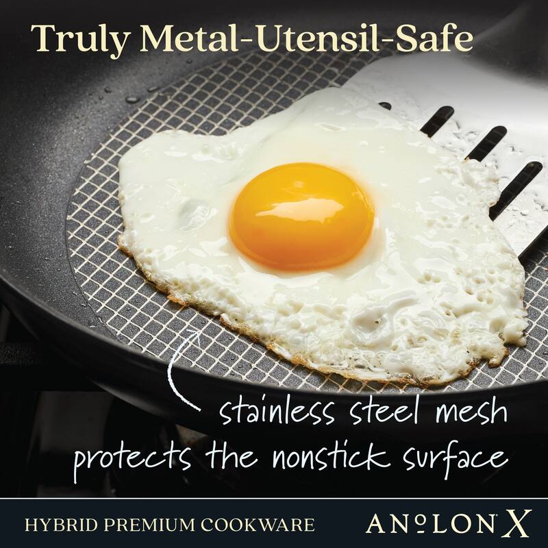 Anolon X Hybrid Nonstick Induction Frying Pan With Helper Handle, 12-Inch, Charcoal Gray