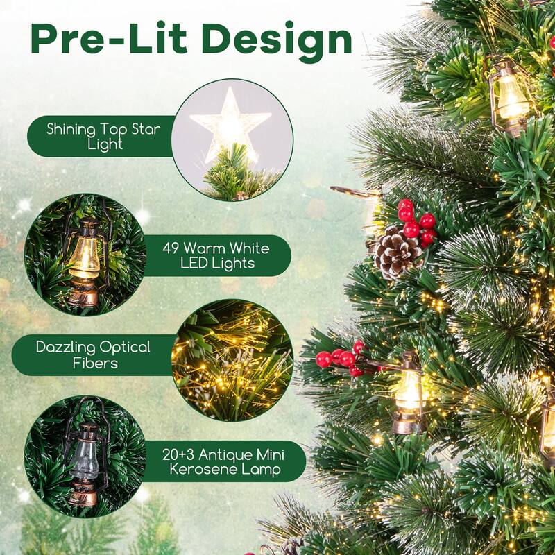 Gymax 5/6/7 FT Christmas Tree Artificial Xmas Tree w/ 8 Lighting Modes - See Details