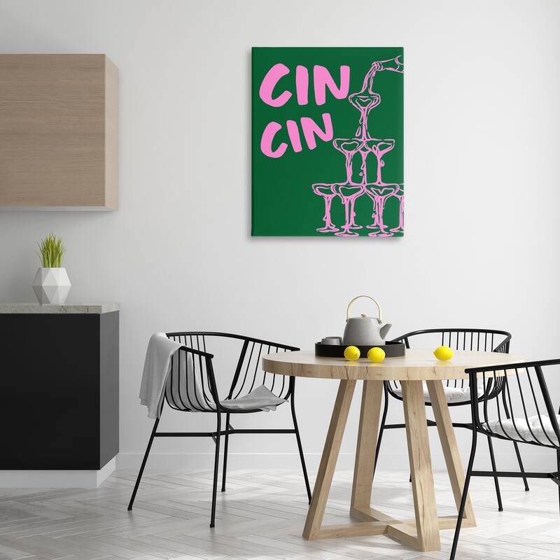 Stupell Green & Pink Cin Cin Canvas Wall Art Design By House of Lulu