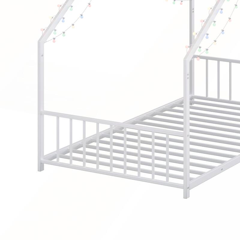 Twin size children's bed frame with LED light strips