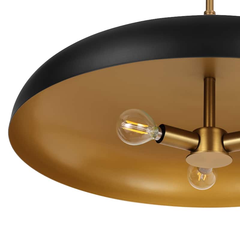 LamQee 20" Pendant Light Metal Dome Ceiling Hanging Lighting Chandelier - 19.7 inch