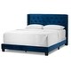 preview thumbnail 1 of 1, Asali Navy Blue Nailhead Tufted Velvet Bed