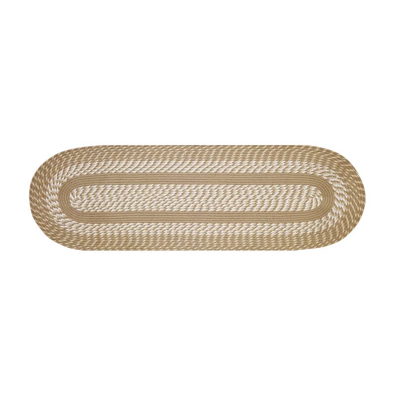 Better Trends Newport Braid Collection 100% Polypropylene Durable & Stain Resistant Double-Sided Reversible Indoor Utility Rug - 24" x 108" Runner - Tan