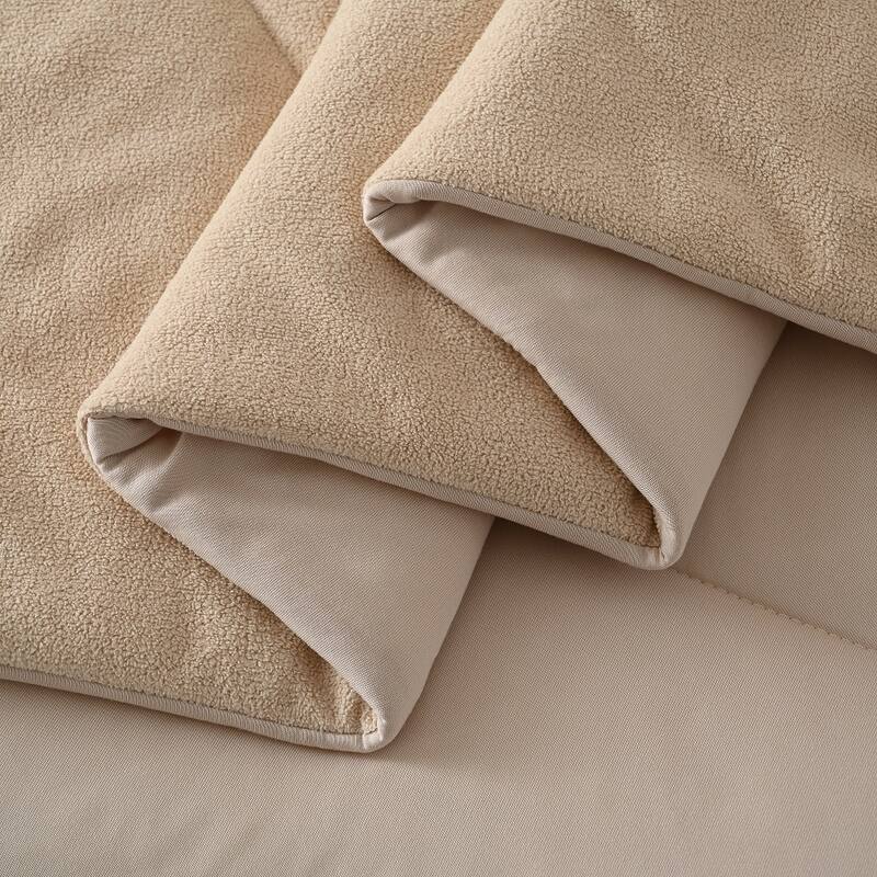 Reversible All Season Comforter, Synthetic Sherpa Winter Side, Smooth Cooling Summer Side