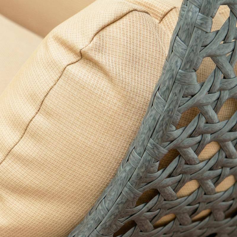 Leisuremod Modern Hanging Egg Swing Chair for 2-Person with Metal Stand, Charcoal Wicker, Patio Hammock Lounger with Cushions