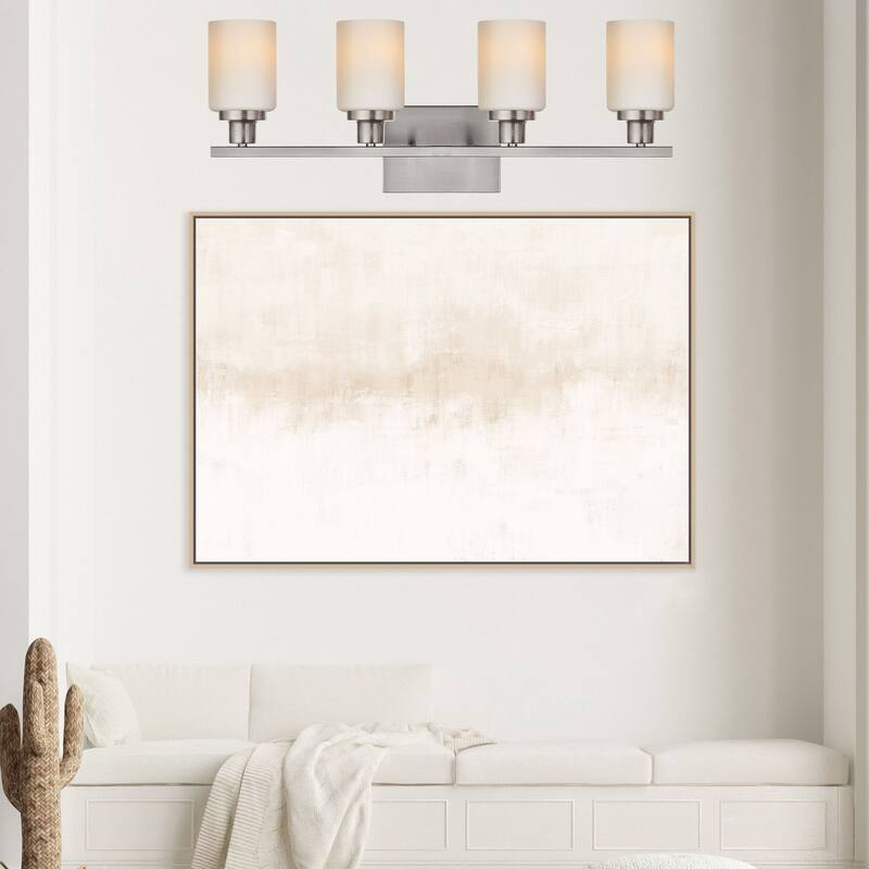 4-Light Bathroom Light Fixtures Brushed Brass 6-Light Bathroom Vanity Light, Bathroom Lights Over Mirror with Milky Glass Shade