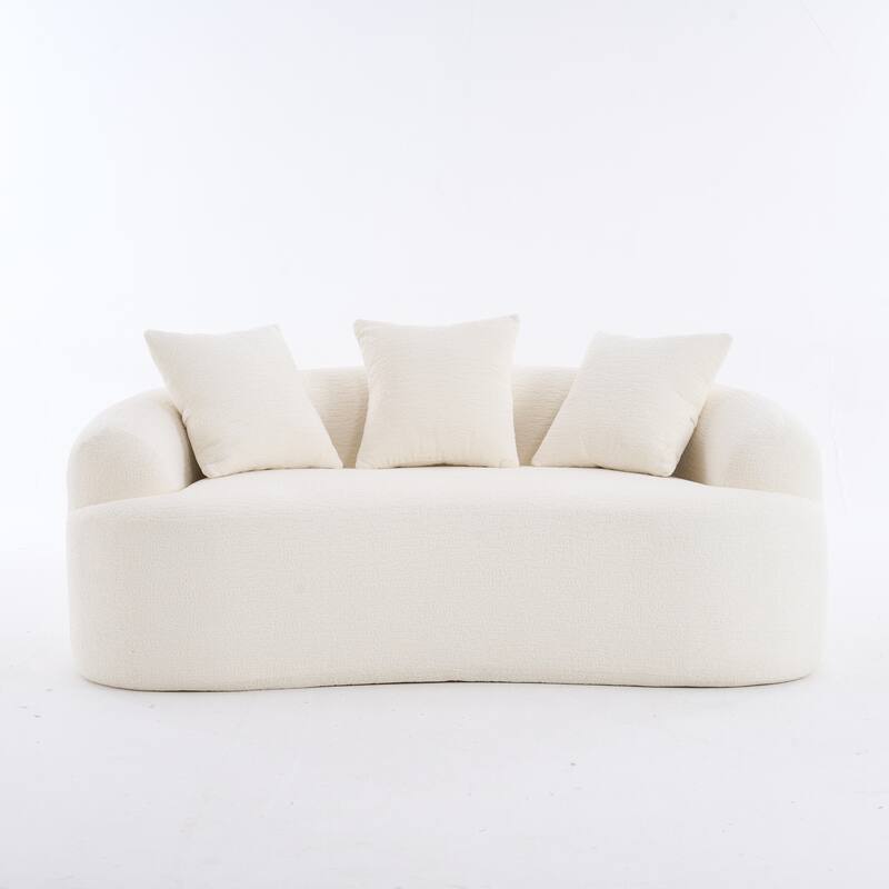2-Seater Plush Curved Sofa,Pink Chenille,Compact,No Assembly,300lbs