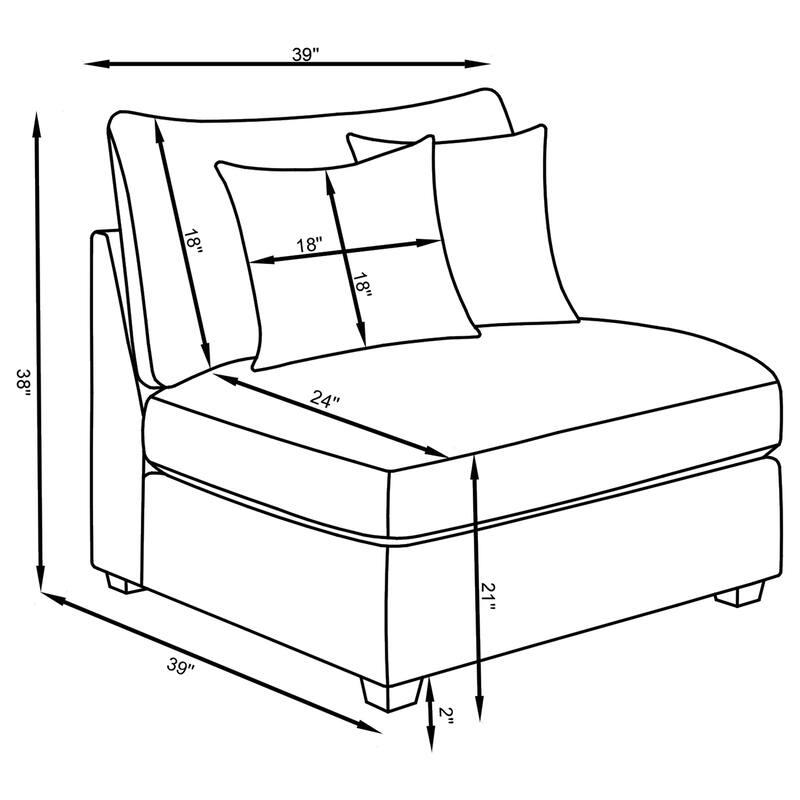 Cambria Contemporary Upholstered Armless Chair Grey