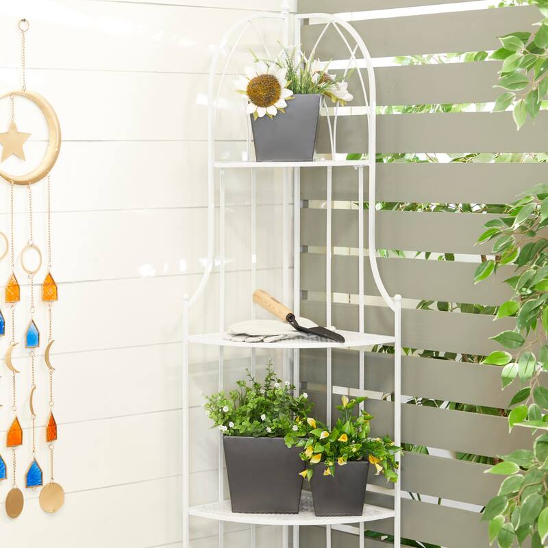 White Metal Modern Planter (Set of 3) - S/3 7", 11", 5"H - Black